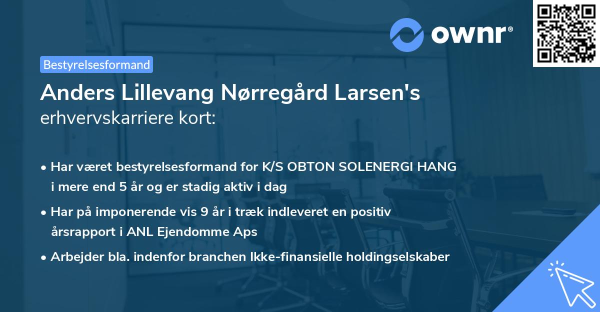 Anders Lillevang Nørregård Larsen's erhvervskarriere kort