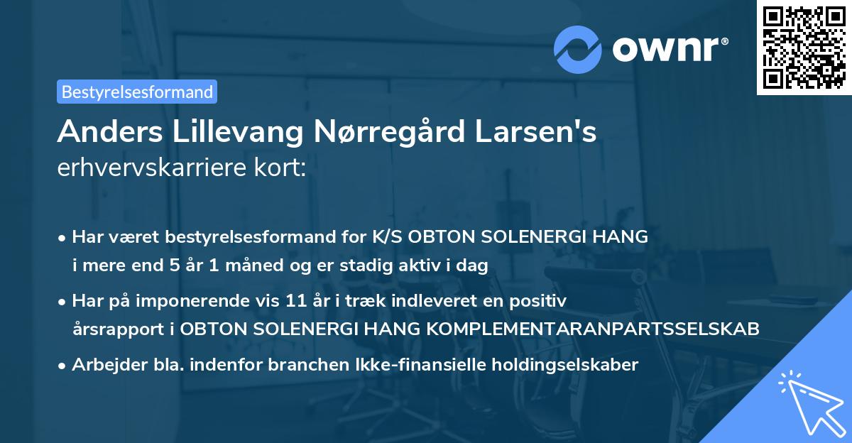 Anders Lillevang Nørregård Larsen's erhvervskarriere kort