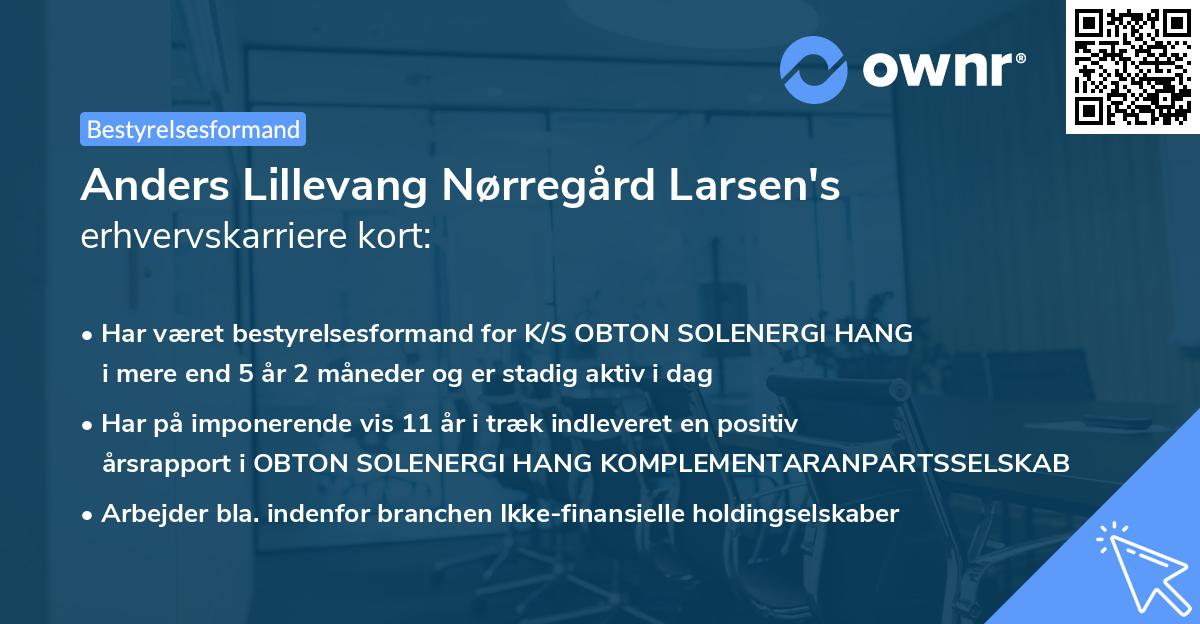 Anders Lillevang Nørregård Larsen's erhvervskarriere kort