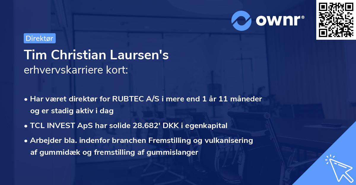 Tim Christian Laursen's erhvervskarriere kort