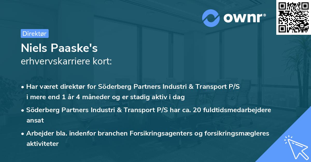 Niels Paaske's erhvervskarriere kort