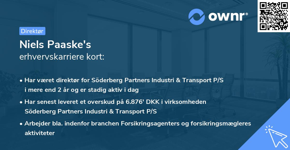 Niels Paaske's erhvervskarriere kort