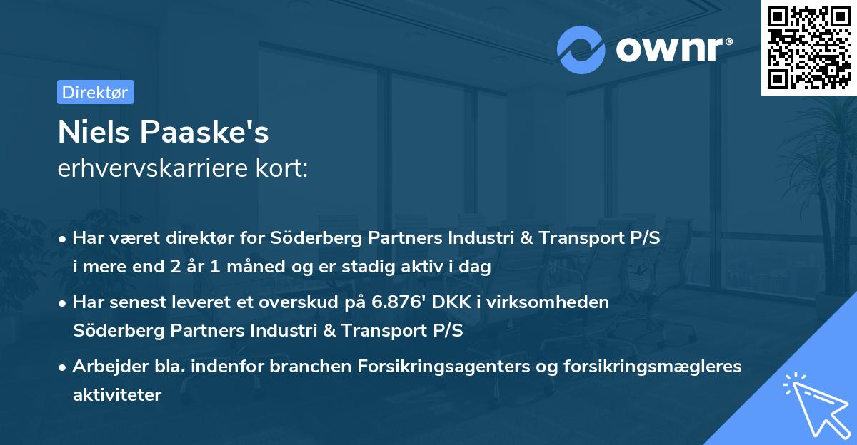 Niels Paaske's erhvervskarriere kort