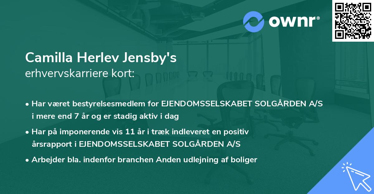 Camilla Herlev Jensby's erhvervskarriere kort