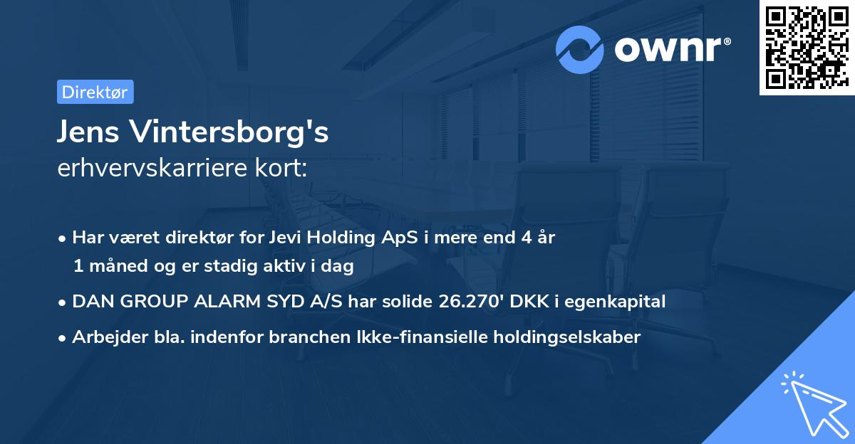 Jens Vintersborg's erhvervskarriere kort