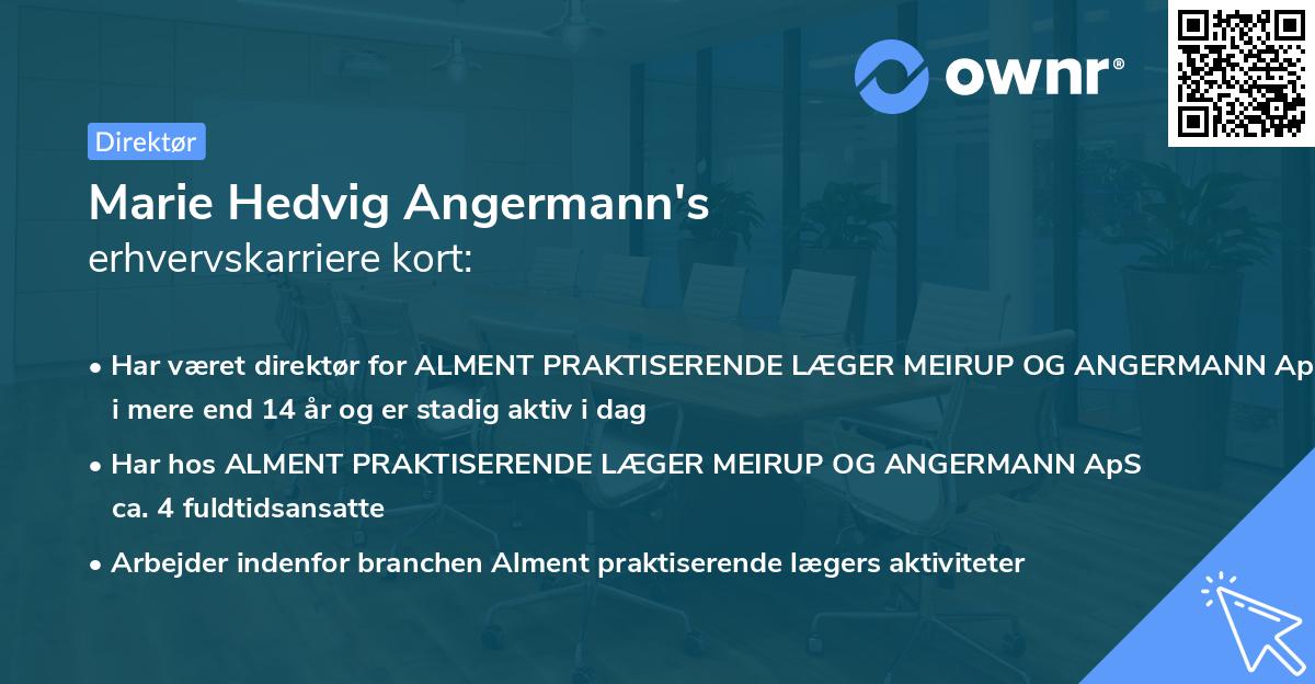 Marie Hedvig Angermann's erhvervskarriere kort