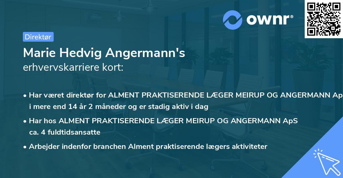 Marie Hedvig Angermann's erhvervskarriere kort