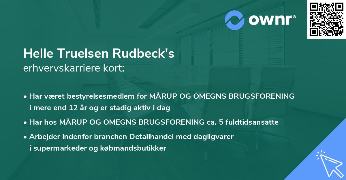 Helle Truelsen Rudbeck's erhvervskarriere kort