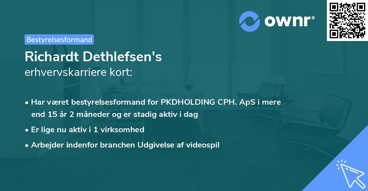 Richardt Dethlefsen's erhvervskarriere kort