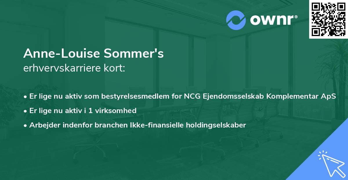 Anne-Louise Sommer's erhvervskarriere kort