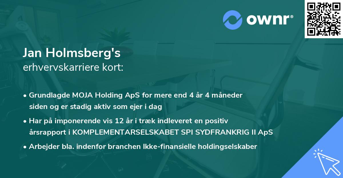 Jan Holmsberg's erhvervskarriere kort