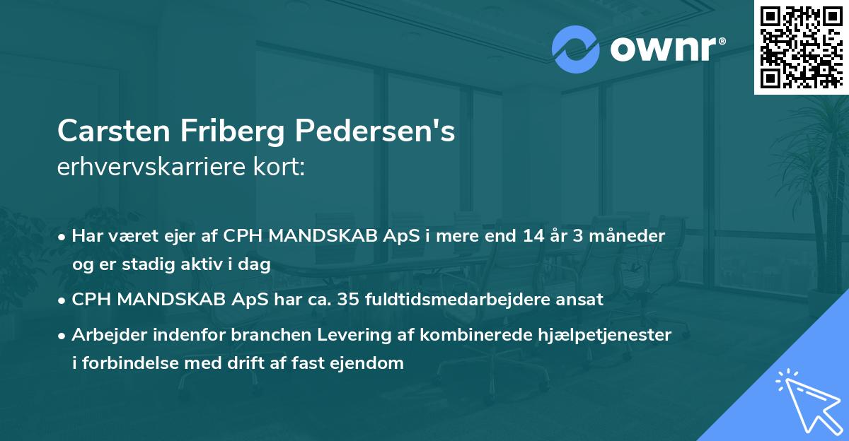 Carsten Friberg Pedersen's erhvervskarriere kort