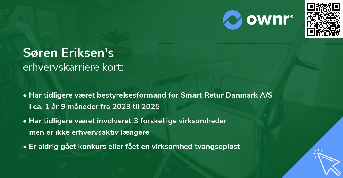Søren Eriksen's erhvervskarriere kort