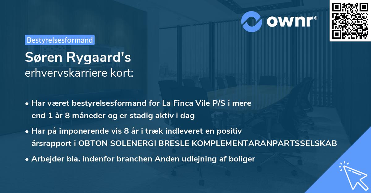 Søren Rygaard's erhvervskarriere kort