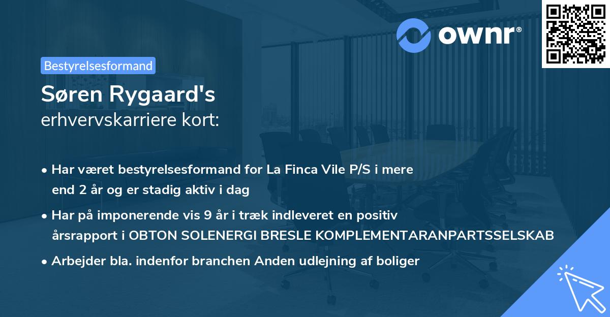 Søren Rygaard's erhvervskarriere kort