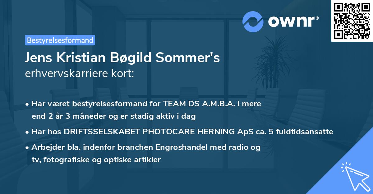 Jens Kristian Bøgild Sommer's erhvervskarriere kort