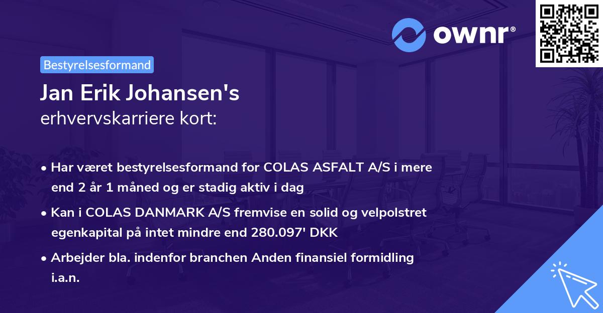 Jan Erik Johansen's erhvervskarriere kort