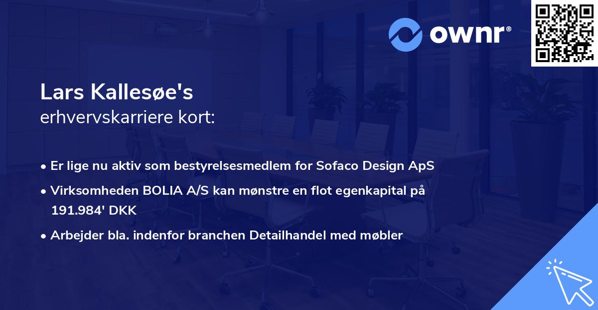Lars Kallesøe's erhvervskarriere kort