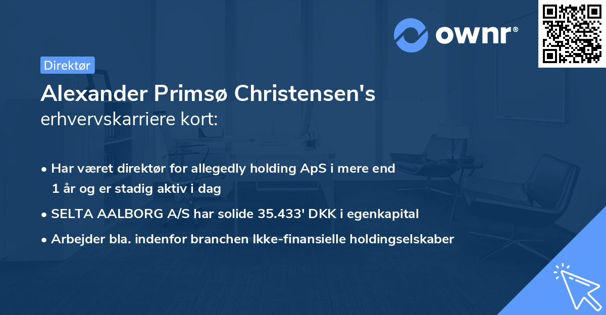 Alexander Primsø Christensen's erhvervskarriere kort