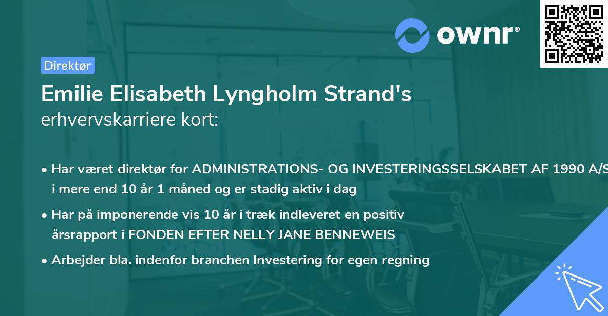 Emilie Elisabeth Lyngholm Strand's erhvervskarriere kort