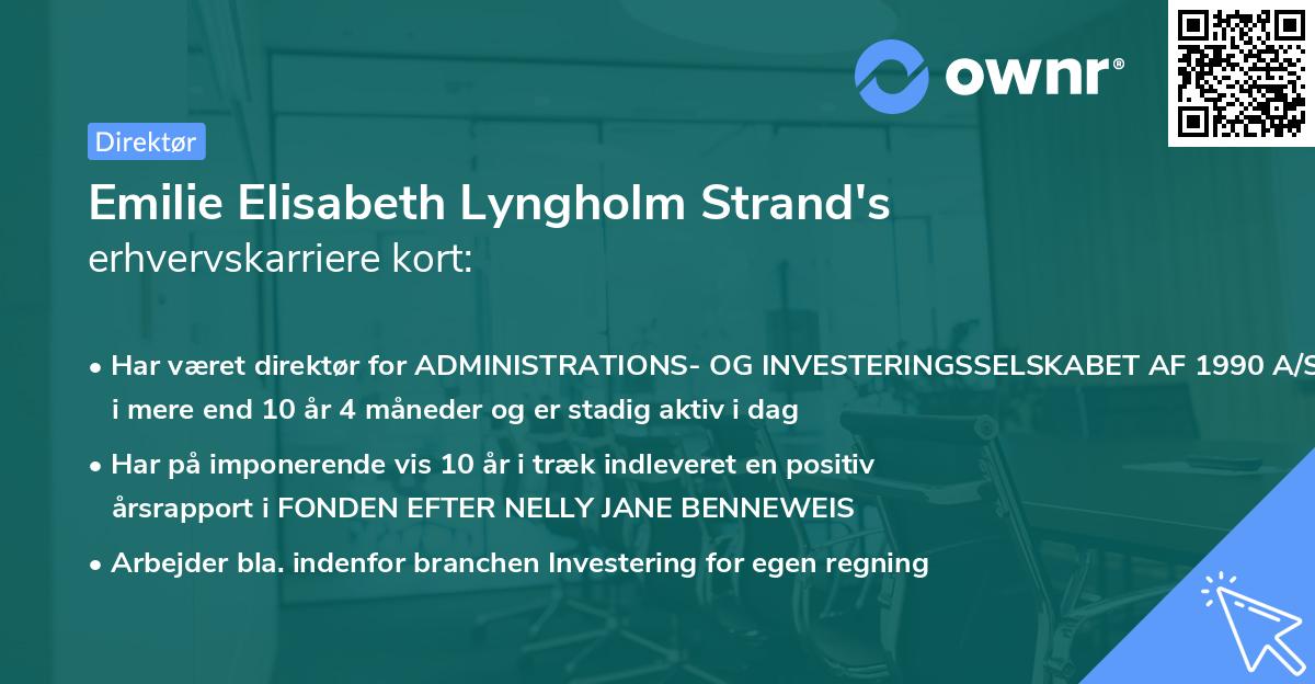 Emilie Elisabeth Lyngholm Strand's erhvervskarriere kort