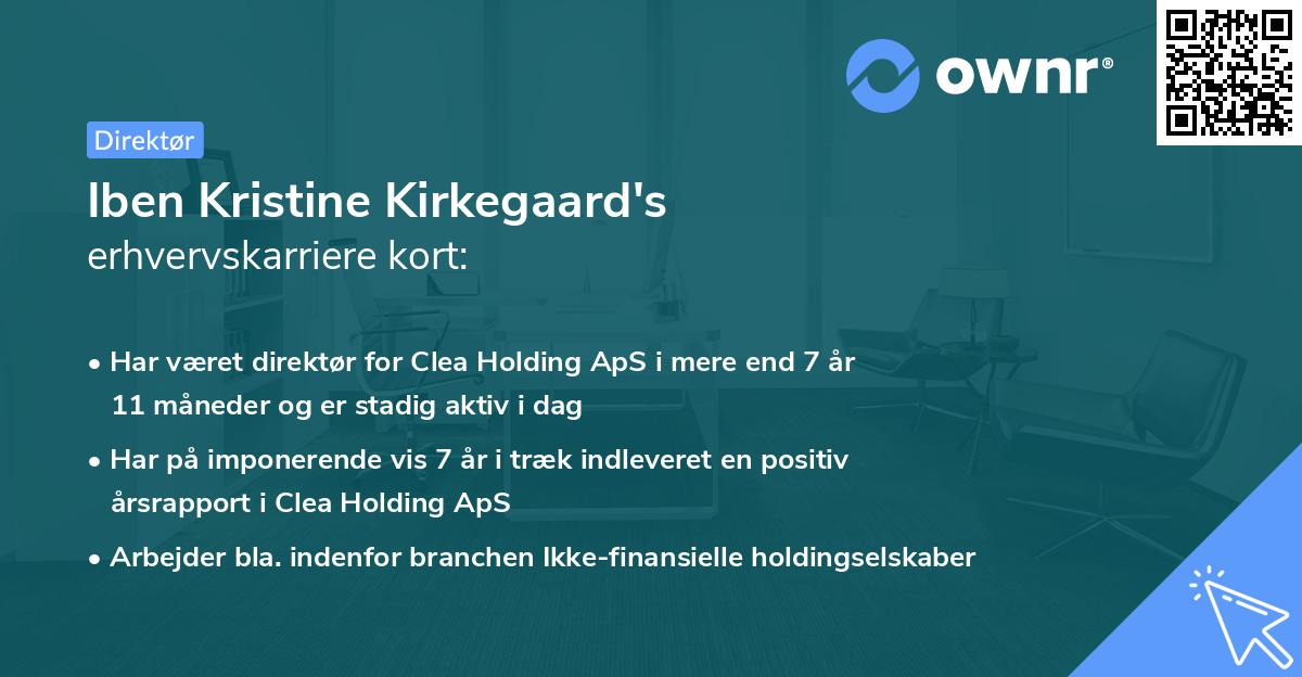 Iben Kristine Kirkegaard's erhvervskarriere kort