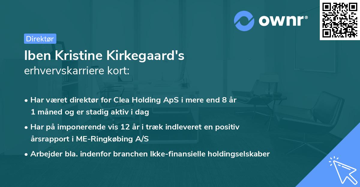 Iben Kristine Kirkegaard's erhvervskarriere kort