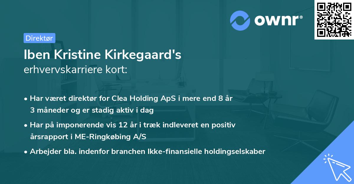 Iben Kristine Kirkegaard's erhvervskarriere kort