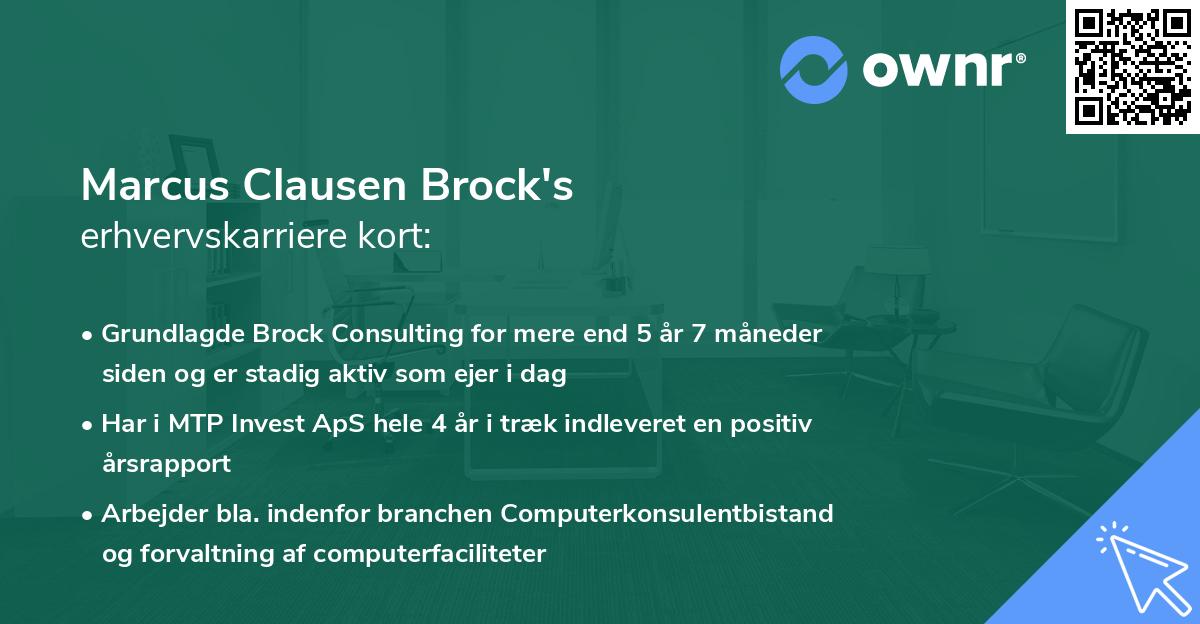 Marcus Clausen Brock's erhvervskarriere kort