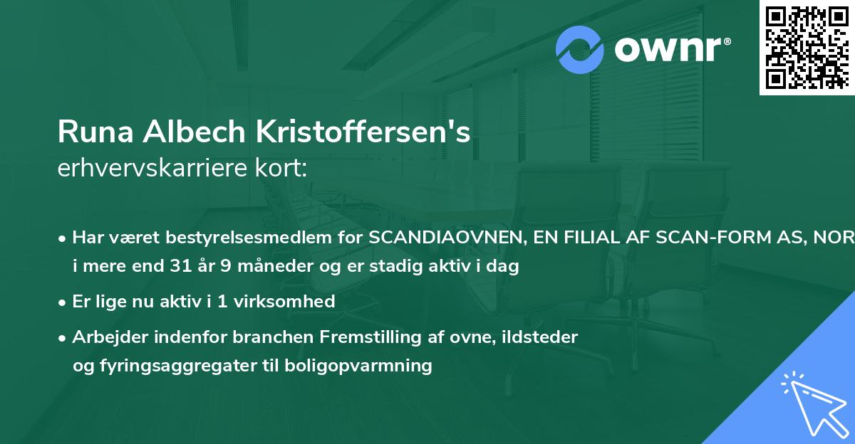 Runa Albech Kristoffersen's erhvervskarriere kort