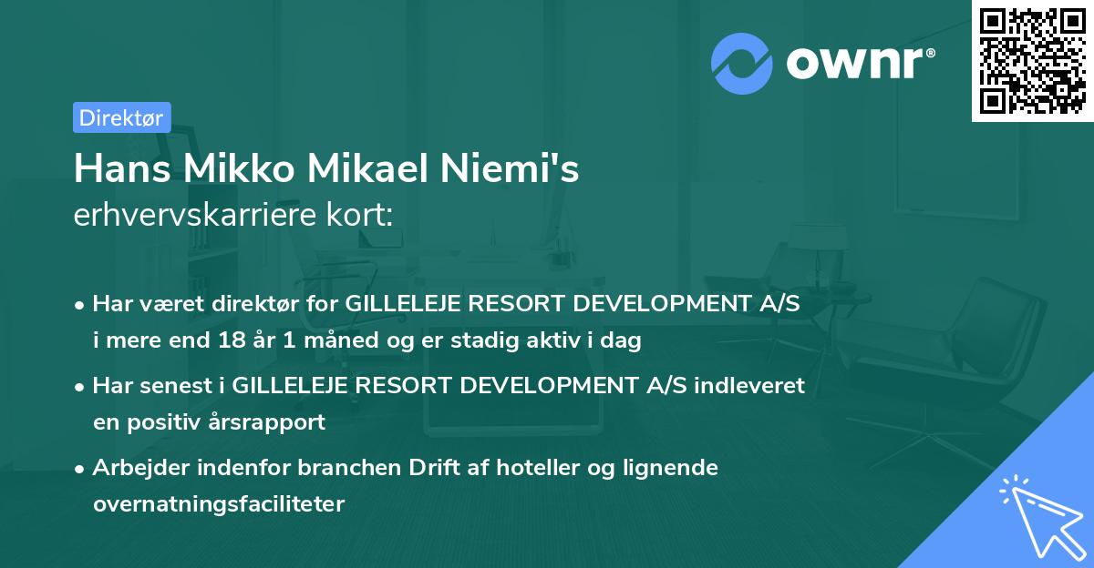 Hans Mikko Mikael Niemi's erhvervskarriere kort