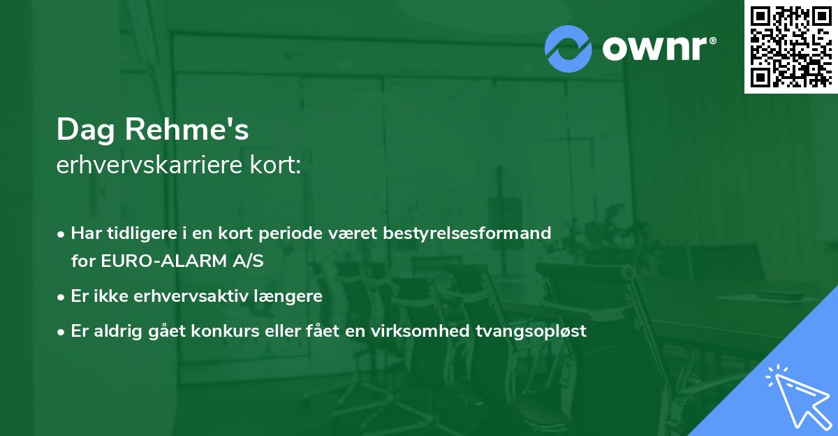 Dag Rehme's erhvervskarriere kort