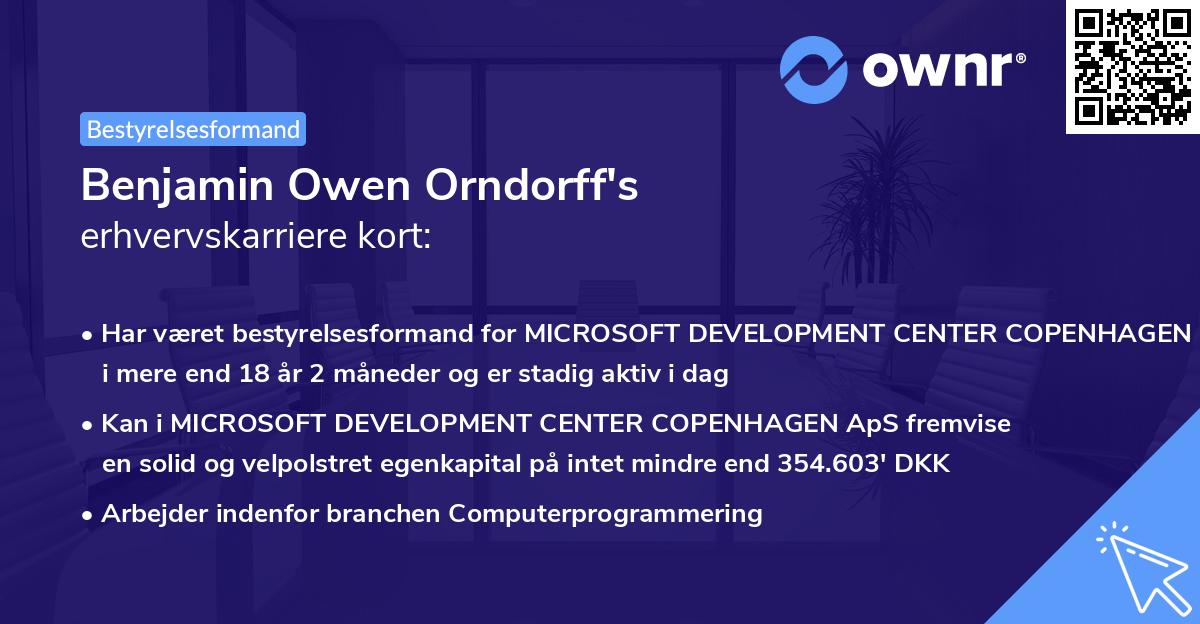 Benjamin Owen Orndorff's erhvervskarriere kort