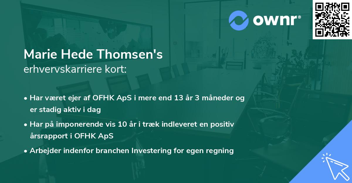 Marie Hede Thomsen's erhvervskarriere kort