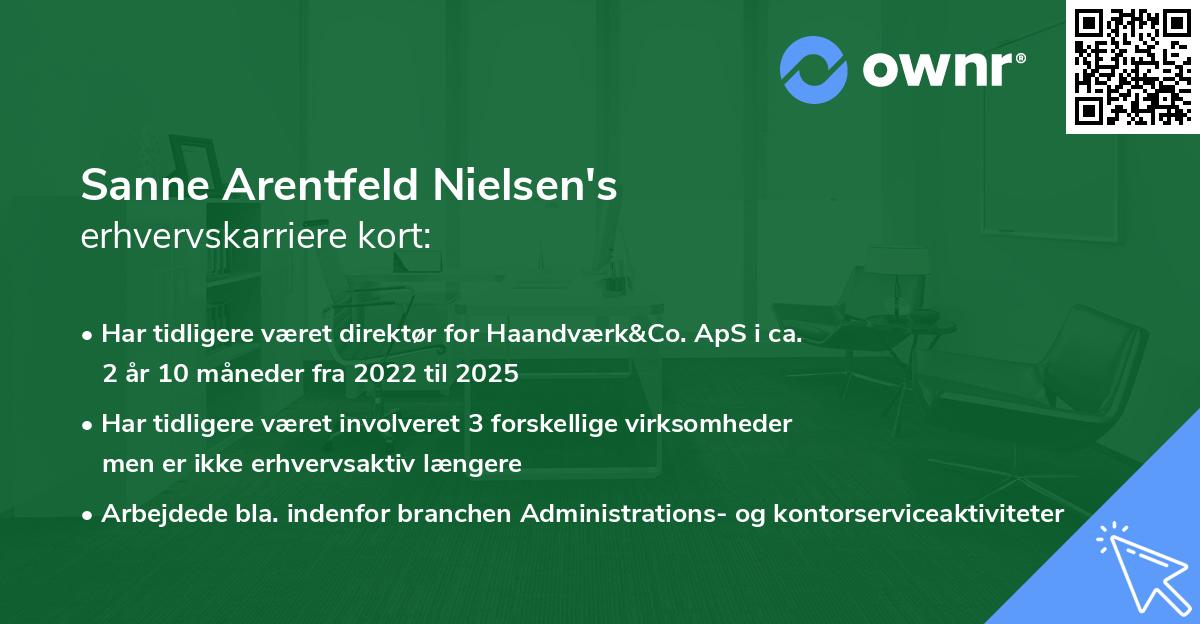 Sanne Arentfeld Nielsen's erhvervskarriere kort