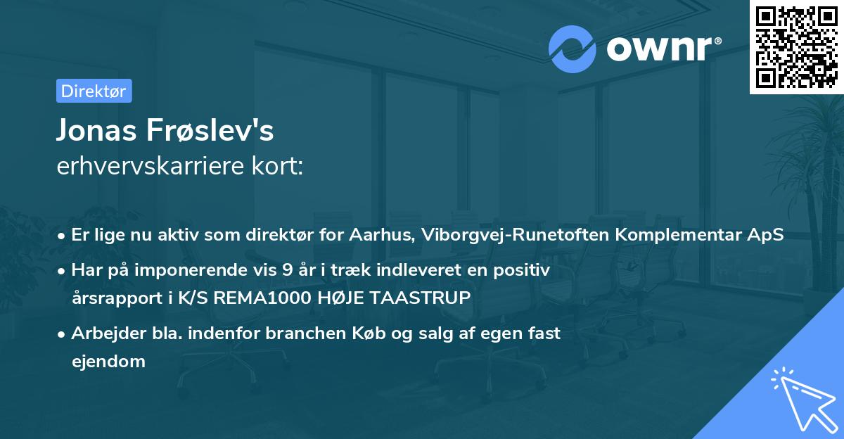 Jonas Frøslev's erhvervskarriere kort
