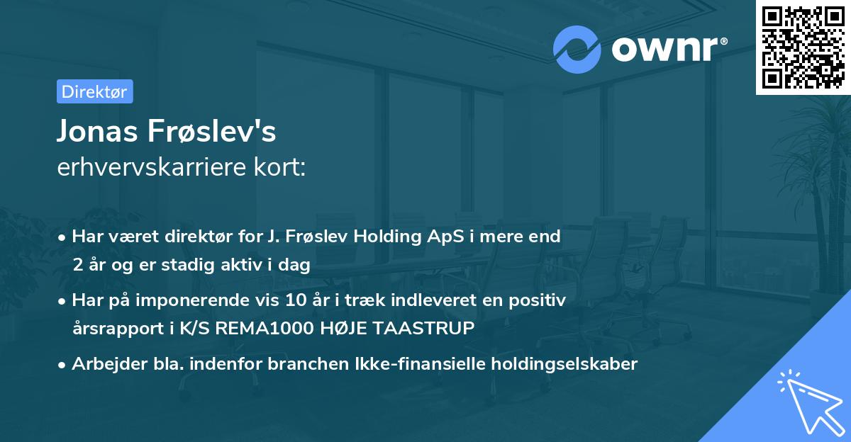 Jonas Frøslev's erhvervskarriere kort