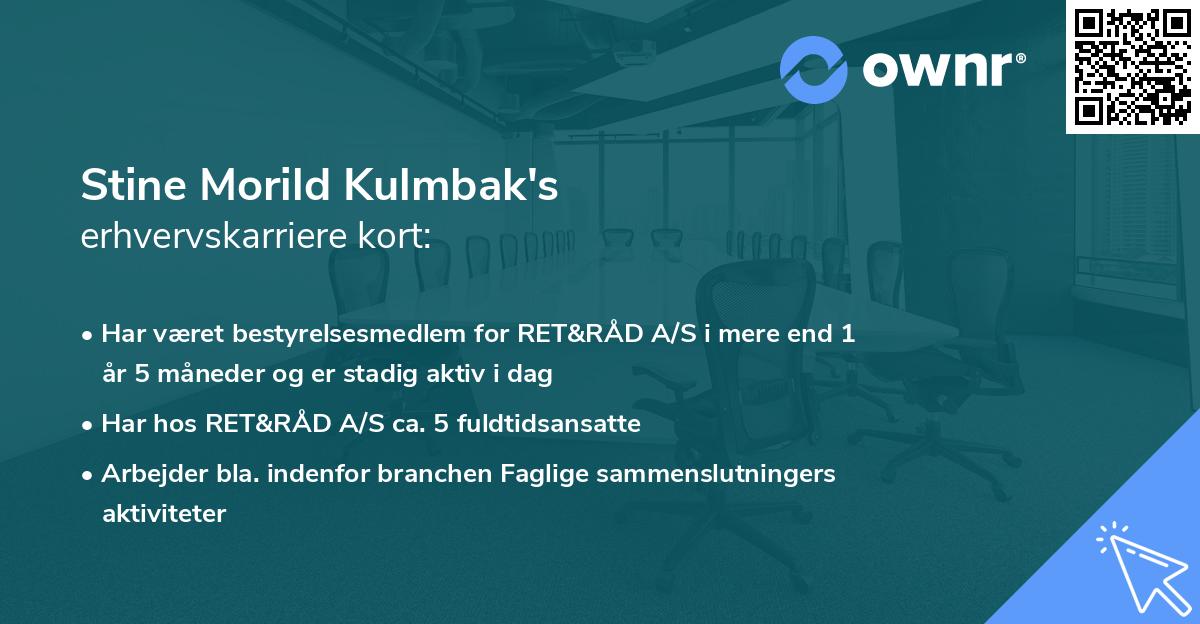 Stine Morild Kulmbak's erhvervskarriere kort