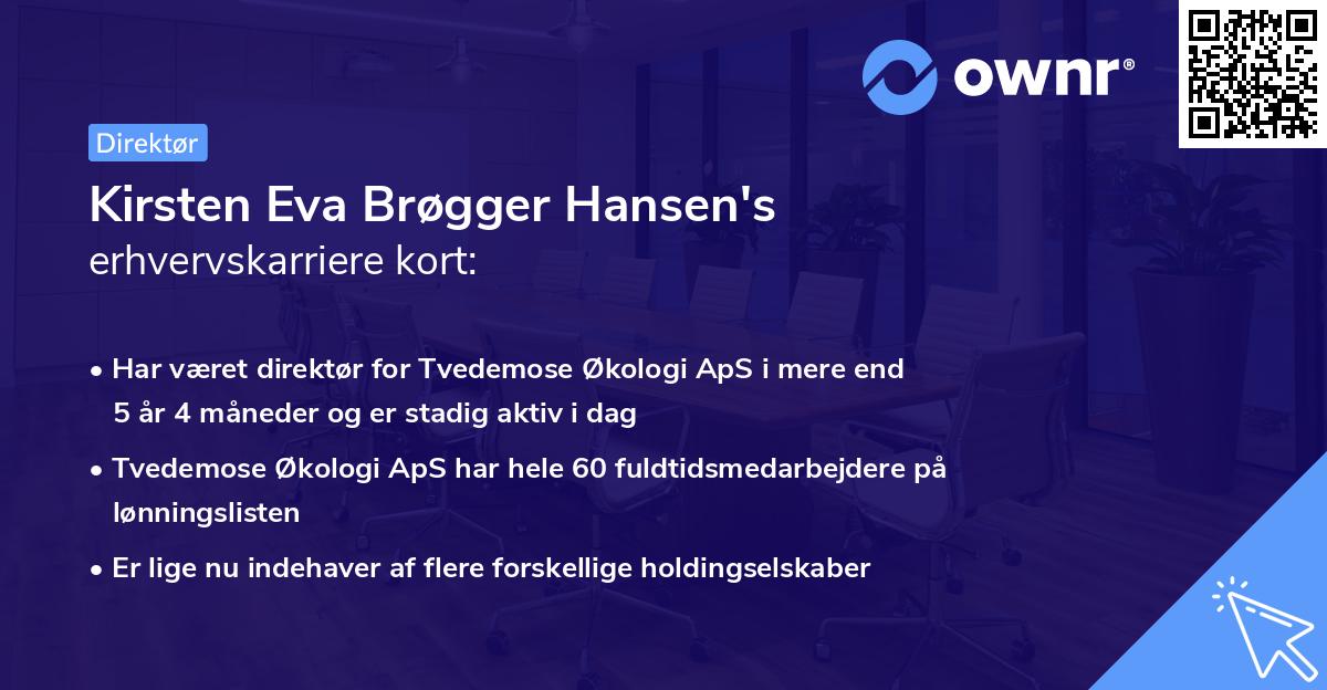 Kirsten Eva Brøgger Hansen's erhvervskarriere kort