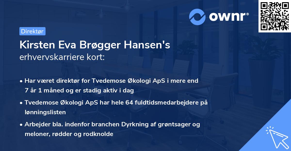 Kirsten Eva Brøgger Hansen's erhvervskarriere kort