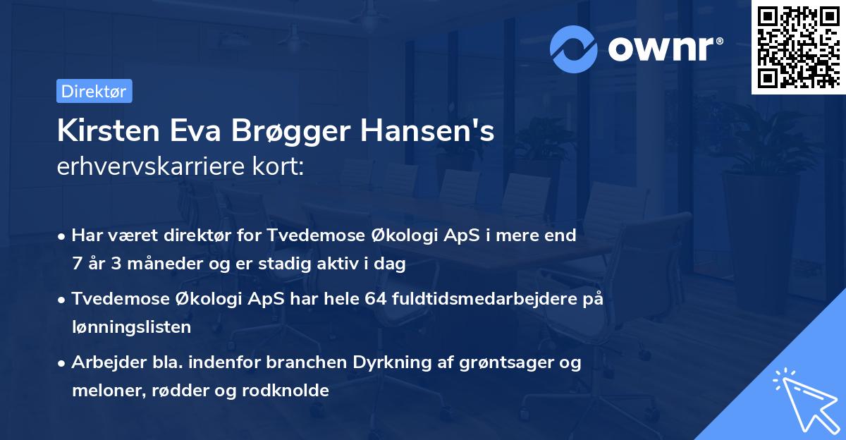 Kirsten Eva Brøgger Hansen's erhvervskarriere kort