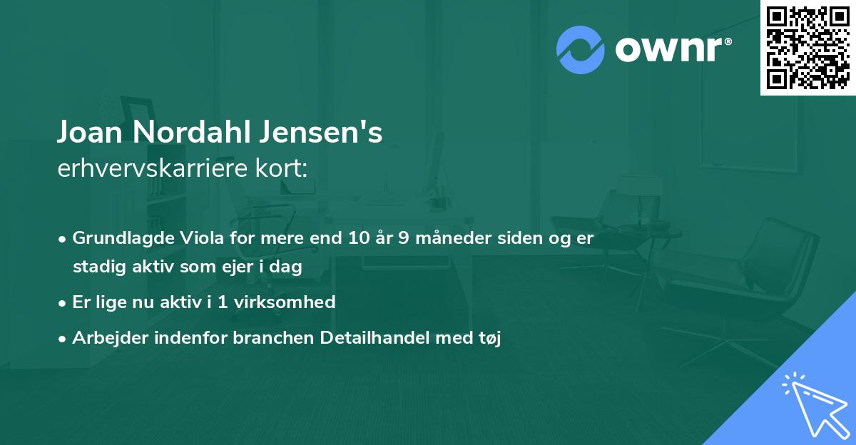 Joan Nordahl Jensen's erhvervskarriere kort