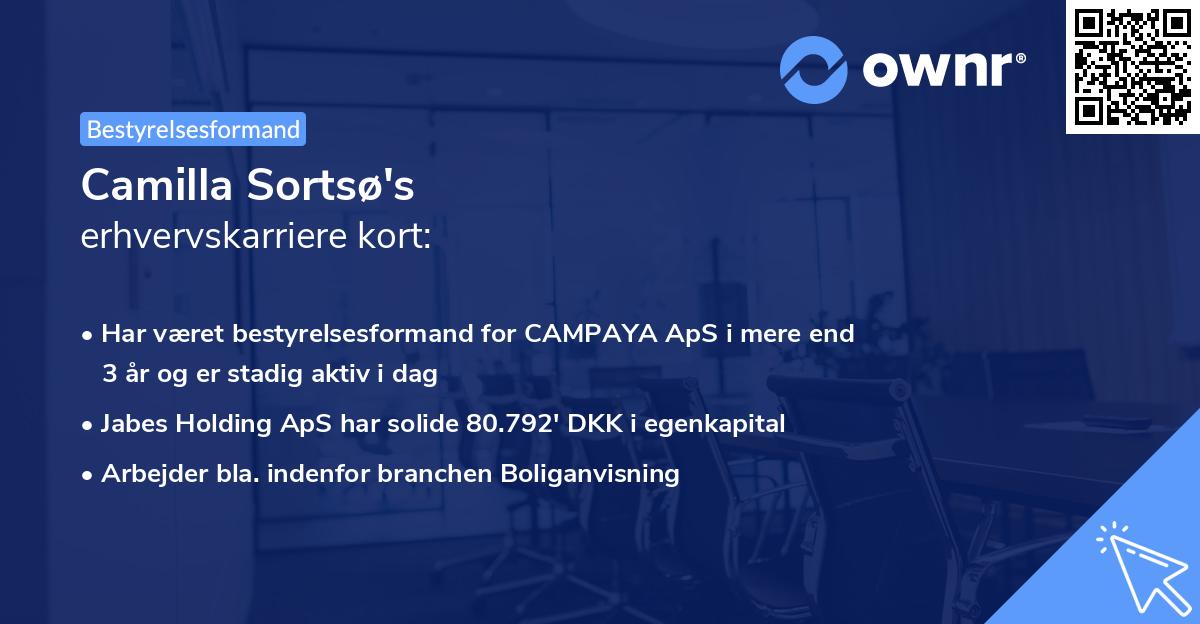 Camilla Sortsø's erhvervskarriere kort