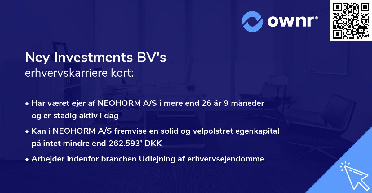 Ney Investments BV's erhvervskarriere kort
