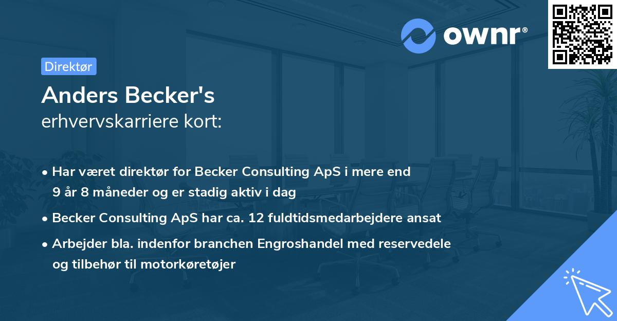 Anders Becker's erhvervskarriere kort