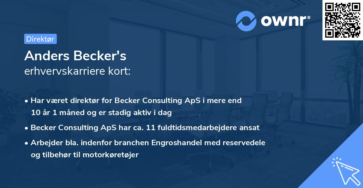 Anders Becker's erhvervskarriere kort