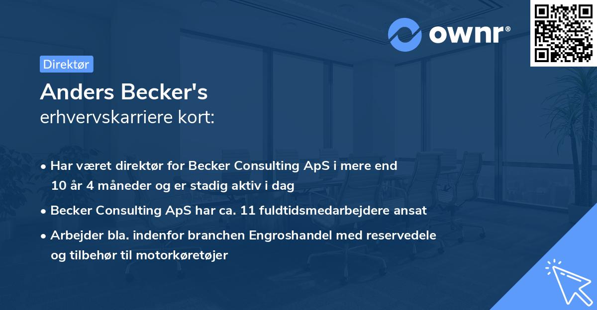 Anders Becker's erhvervskarriere kort