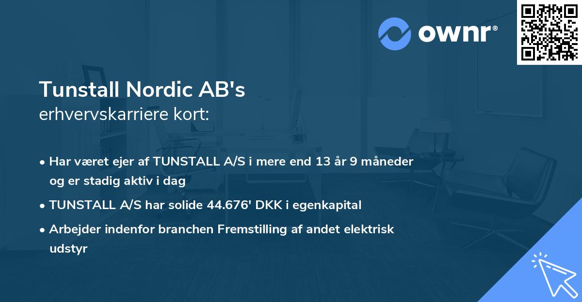 Tunstall Nordic AB's erhvervskarriere kort