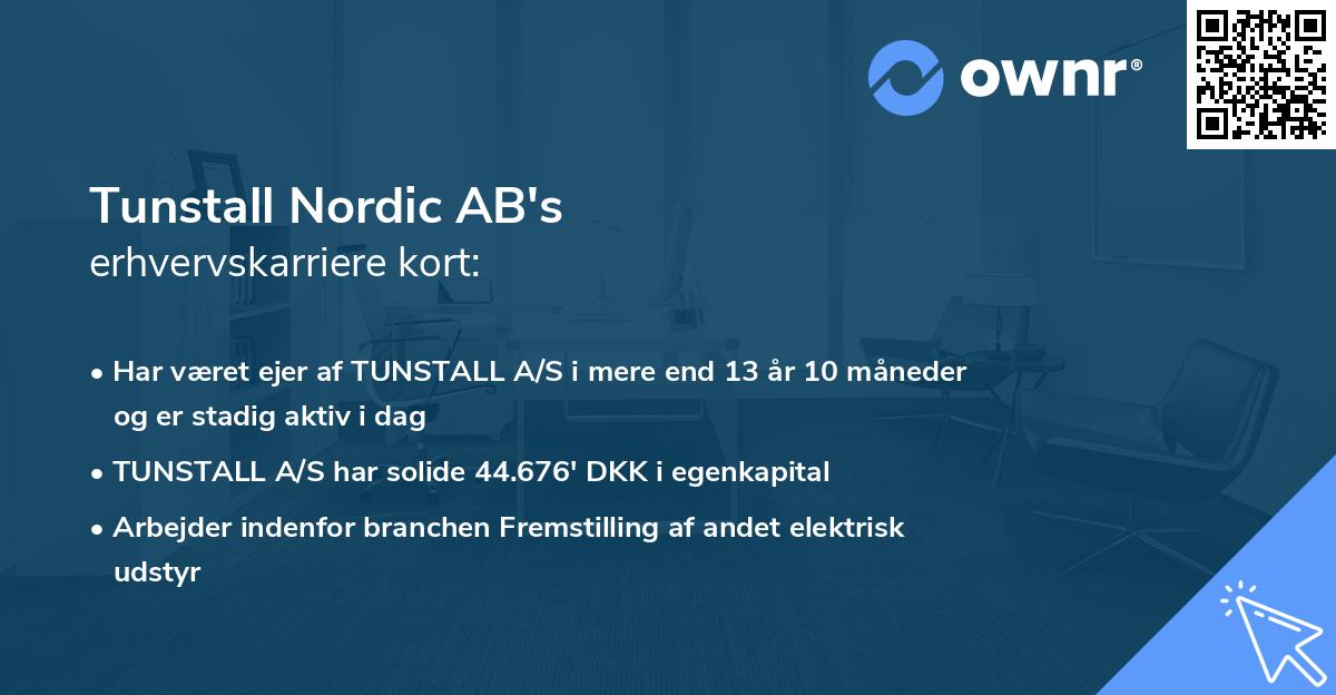 Tunstall Nordic AB's erhvervskarriere kort