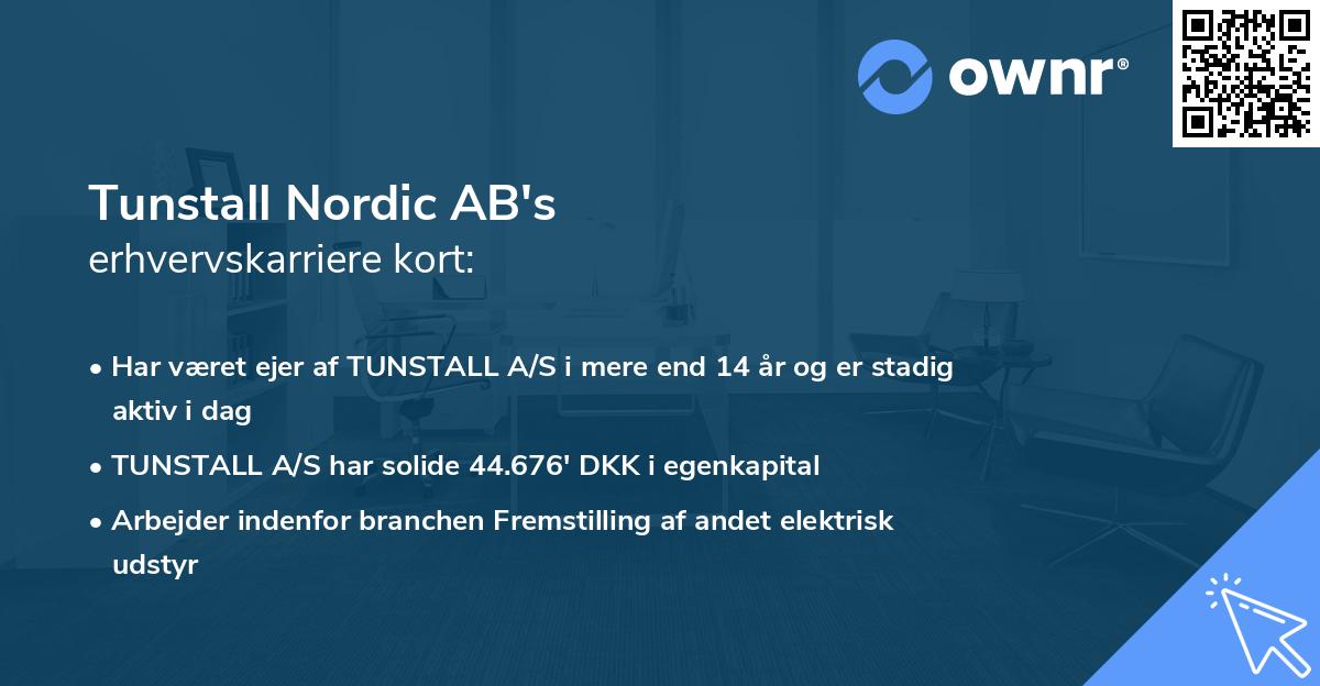 Tunstall Nordic AB's erhvervskarriere kort